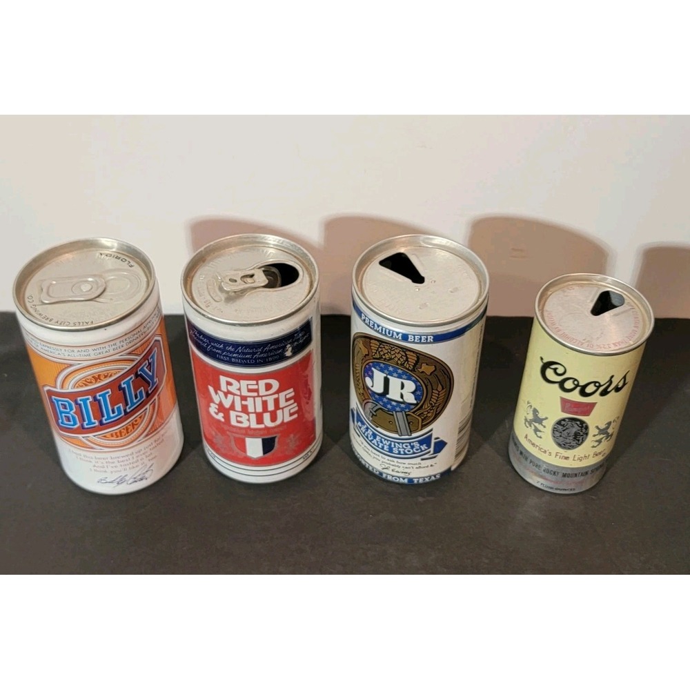 Lot Of (4) Vintage Beer Cans Jr, Coors, Billy Beer,‎ Red White & Blue